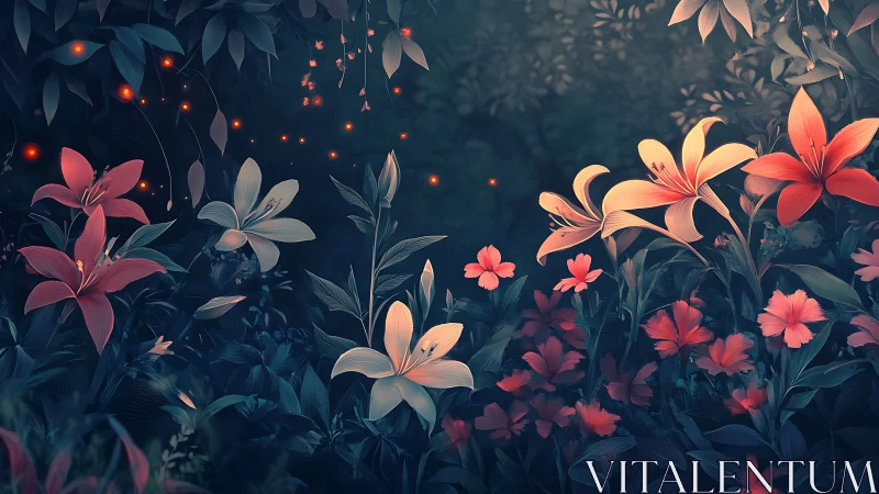 Enchanted Garden with Luminous Floating Particles