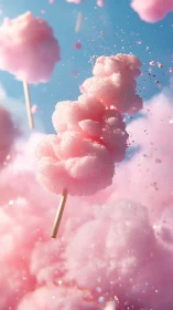 Cotton Candy Particles: Digital Render of Sugared Confection.