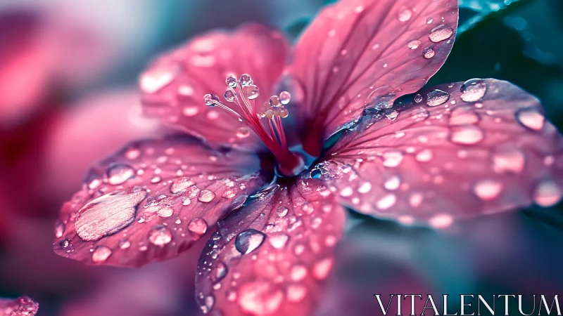 Delicate Pink Blooms Adorned with Sparkling Morning Dew