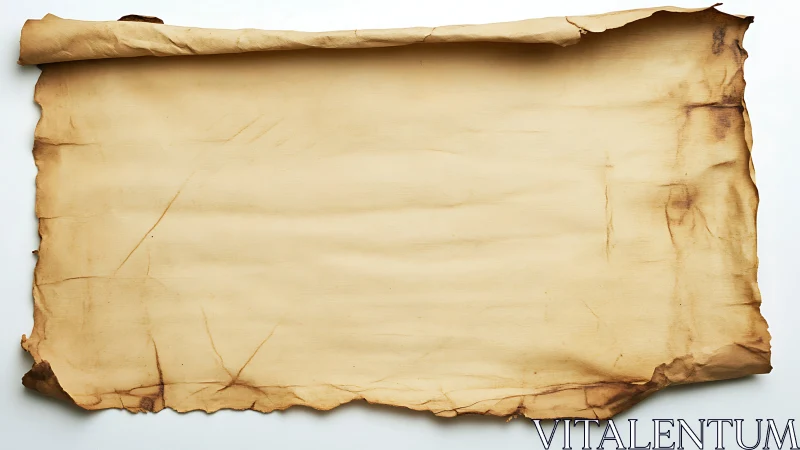 Horizontal aged parchment sheet with curled top edge.
