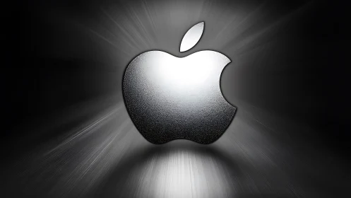 Luminous Apple Icon Radiates Against Moody Darkness.