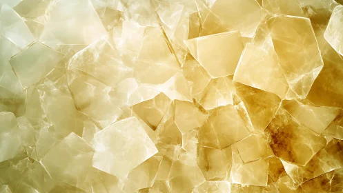 Translucent golden mineral crystals form overlapping geometric planes