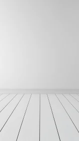 Empty white interior with wooden floor and plain wall.