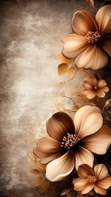 Sepia Floral Composition: Layered Blooms on Textured Ground.