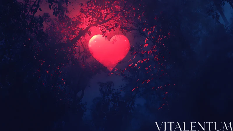 Glowing Heart Amongst Forest Darkness.