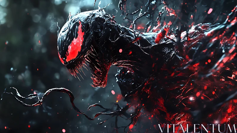 Symbiotic fury coils in red sparks and liquid shadow