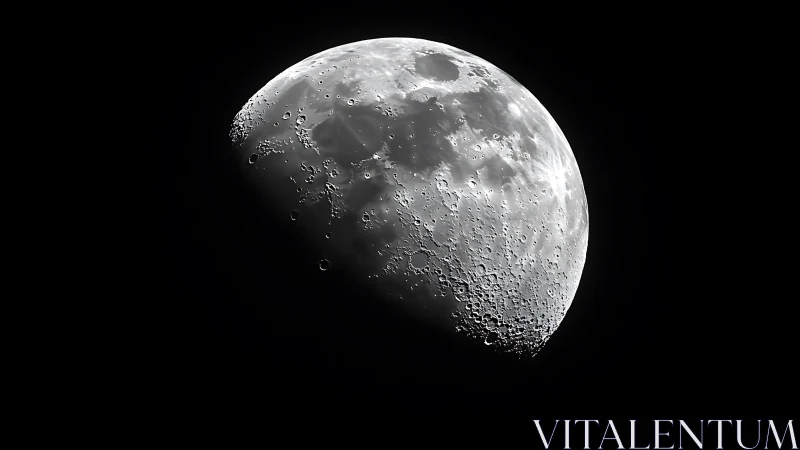 Crescent moon close-up with sharp craters in deep space.