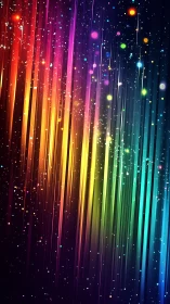 Vertical multicolor light trails with particulate bokeh on dark field