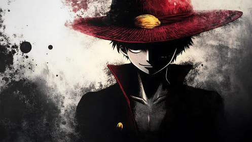 Bold straw-hatted wanderer steps from the shadows in style