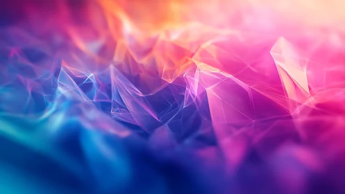 Vibrant abstract polygonal landscape with glowing gradients.