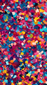 Dense multicolor abstract field shows overlapping paint fragments