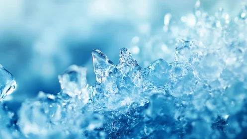Macro study of crystalline ice peaks in cool blue light