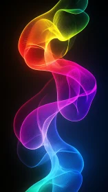 Neon spectral ribbon forms glowing abstract light flow.