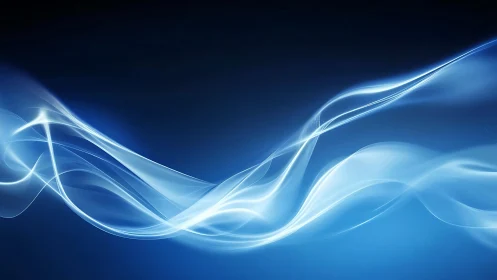 Blue light waves curve across dark gradient digital background