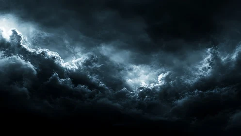 High-contrast storm cloudscape with dramatic rim lighting