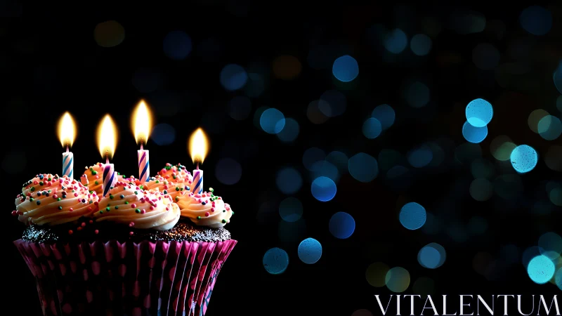 Birthday Cupcake Glowing with Joy and Celebration
