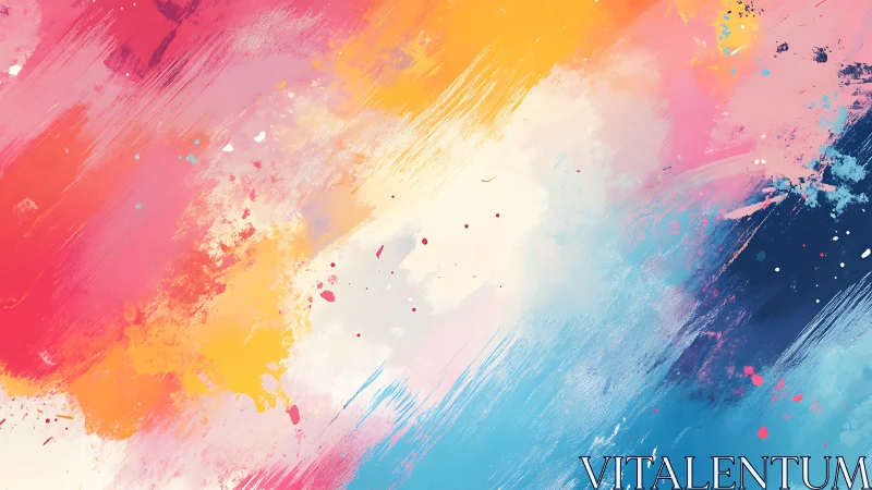 Bold abstract brushstrokes in warm and cool vibrant color fields.