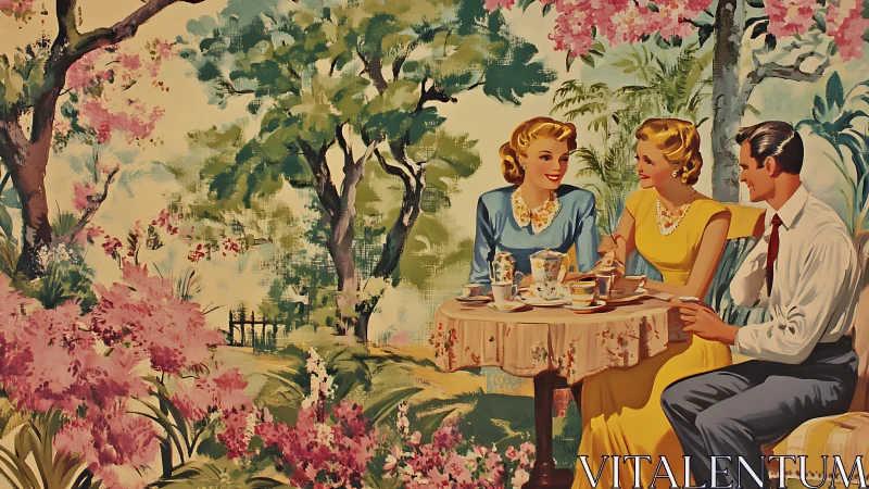 Charming garden tea gathering brings vintage warmth to life