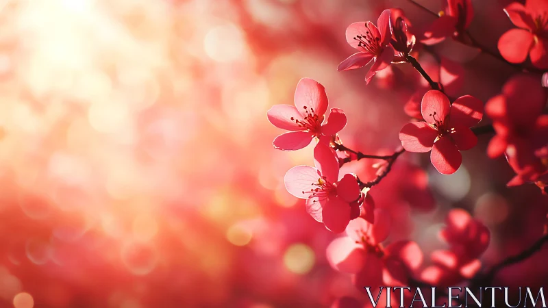 Red Blossoms Backlit in Soft Focus.