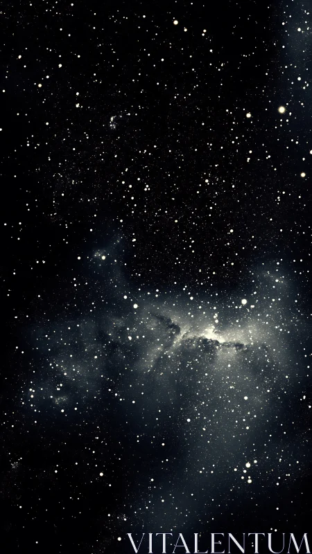 Gentle starry night sky with a soft glowing nebula.