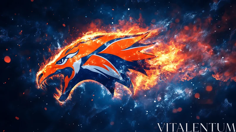 Flaming vectorized stallion emblem with combustion dynamics.