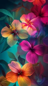 Luminescent Gradient Florals with Radiant Stamen Detail.