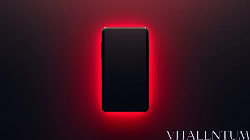 Midnight smartphone halo wrapped in neon red silence.