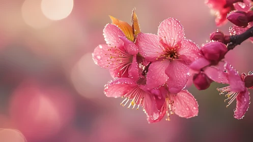Morning Blooms With Dewdrops.