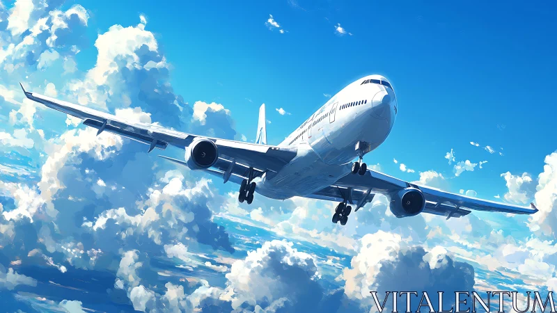 Skyborne daydream jet carving bright paths through clouds.