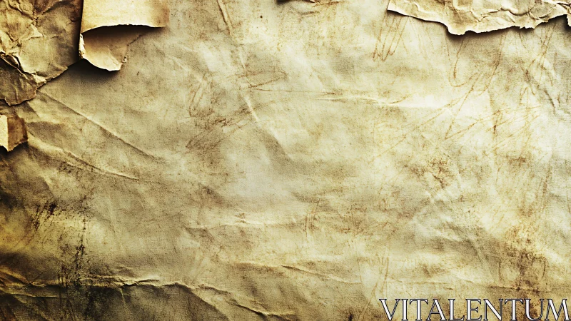 Old torn parchment sheet shows heavy creases and stains