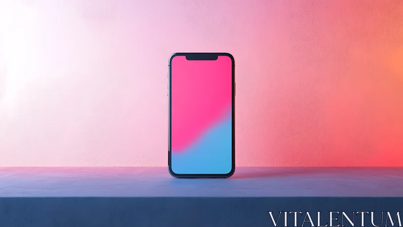 Modern Smartphone Glowing in Gradient Twilight Landscape.