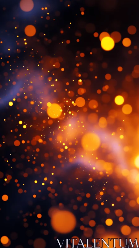 Ember-bright bokeh sparks drift through a midnight nebula