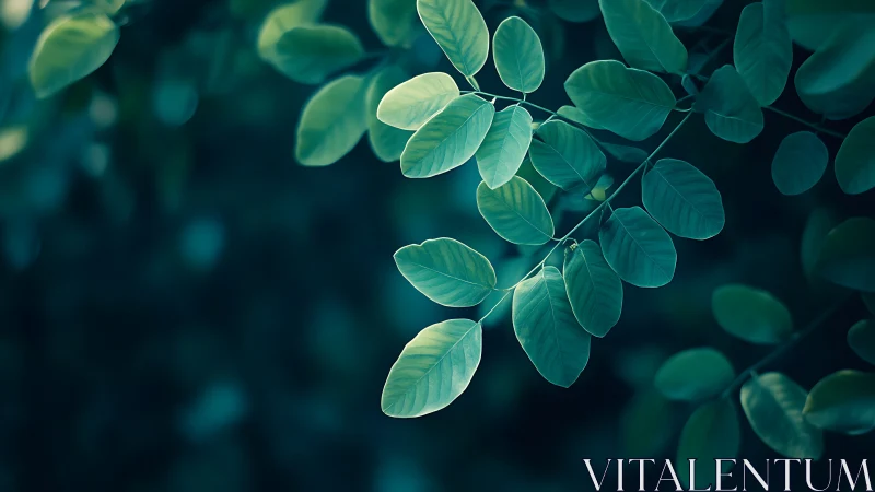 Close-up of green leaves with soft bokeh background, nature style.