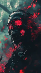 Burning skull specter dissolves in red spectral embers.