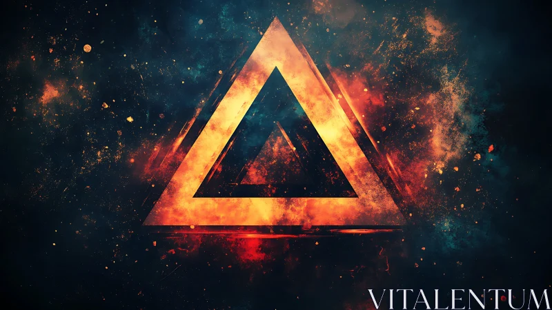 Nested Triangle Composition with Incandescent Fire Particle Effects