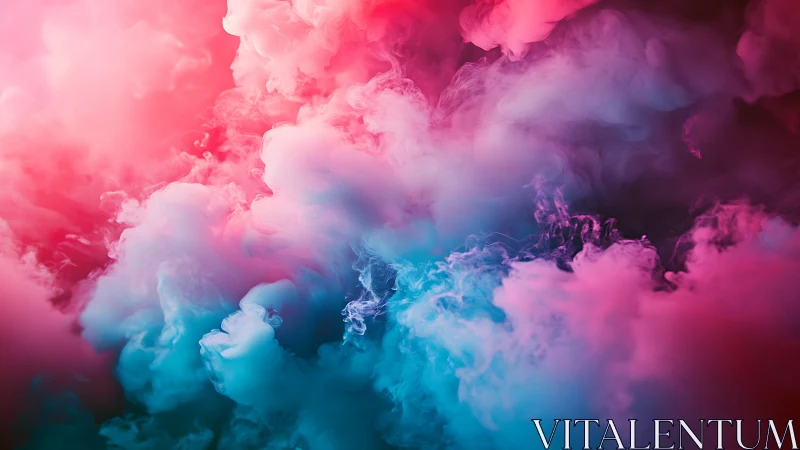 Colorful abstract clouds of pink and blue smoke art.