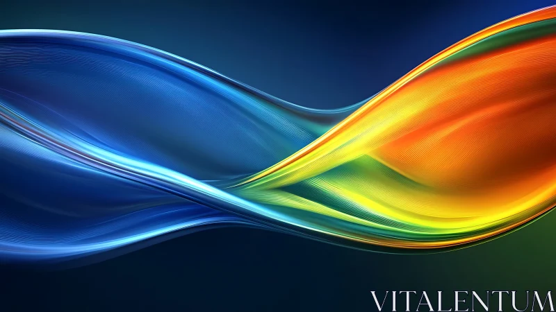 Flowing rainbow waves in soothing blue digital light.