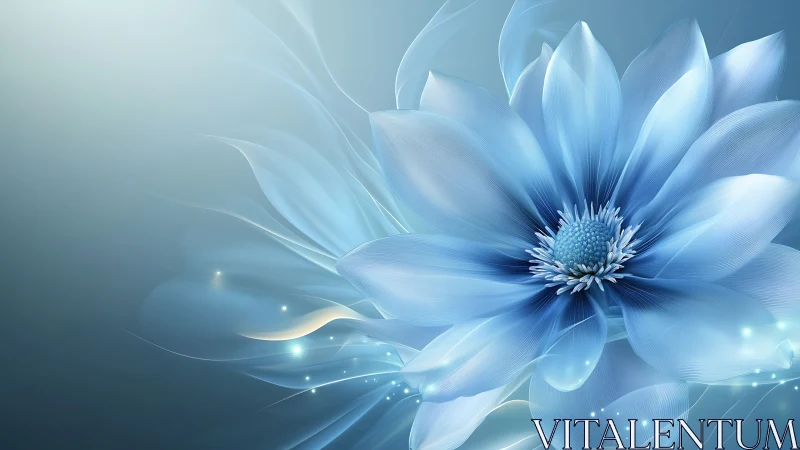 Luminous Blue Blossom with Ethereal Motion Effect