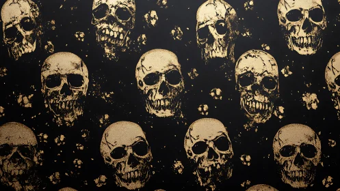 Gilded skull constellation pattern on midnight noir canvas.