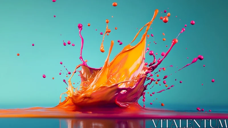 Vibrant liquid paint splash captured in dynamic mid-motion.