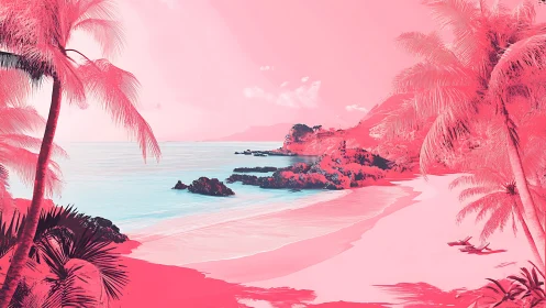 Tropical Paradise in Pink: Dreamy Beach Haven.