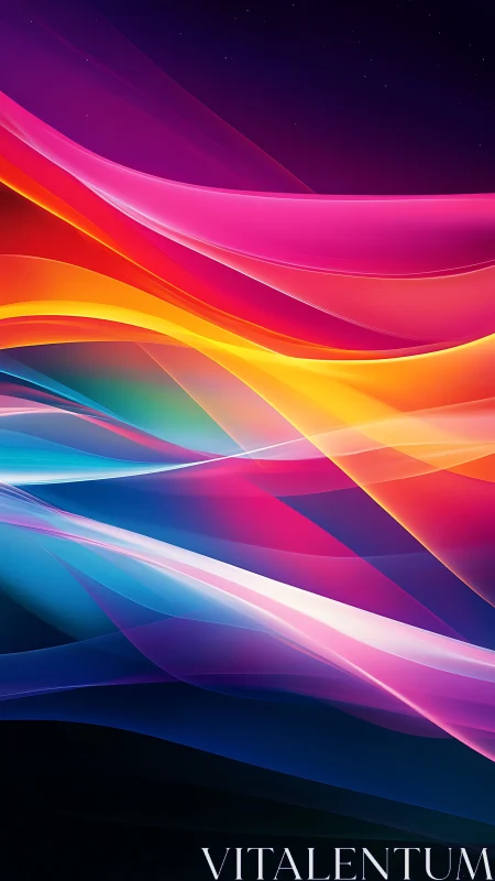 Layered multicolor light waves on dark gradient background.