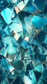 Shimmering teal glass shards catching playful daylight.
