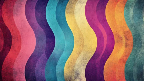 Multiband chromatic sine-wave stripes with textured patina.