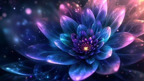 Starlit nebula blossom unfolding in luminous cosmic petals.