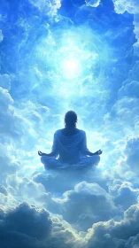 Serene sky meditation with soft clouds and radiant light.