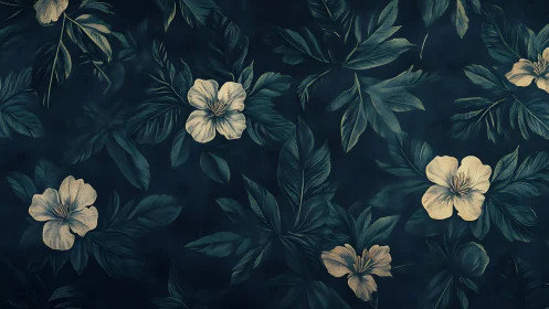 Twilight Garden Where Cream Blossoms Waltz Through Emerald Foliage