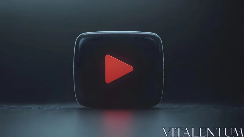 3D YouTube Play Button Icon on Dark Background, Modern Style.