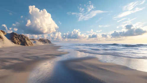 Coastal sand-foam interface under low-angle maritime illumination.