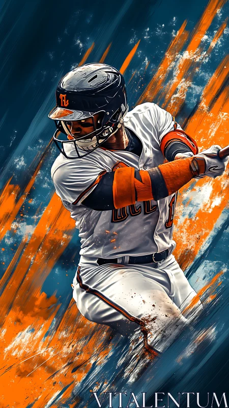 Digital illustration of baseball batter with abstract streaks.